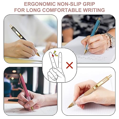 Ballpoint Pens Black Medium Point 1mm with Super Soft Grip Ball Point Pen for Men Women Retractable (12 Count)