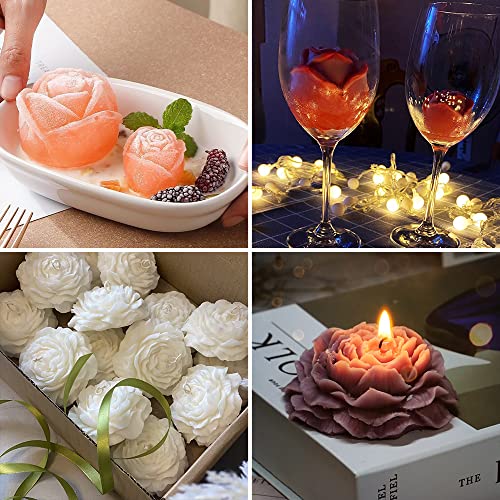 3 Pcs Peony Flower Silicone Candle Molds Set (3 Count)