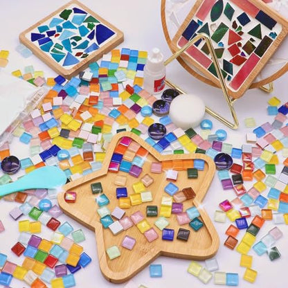 600Pcs 1.1LB Mixed Colors Mosaic Tiles (600 Count)