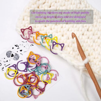 Stitch Markers for Crocheting Cat Stitch Markers with Box Metal Spiral Stitch Markers for Knitting Crochet Stitch Markers Rings Knitting and Crochet Notions