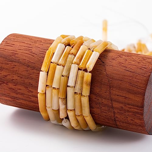 Natural Yellow Jade Cylinder Tube Beads 4x13mm 38cm (28 Count)