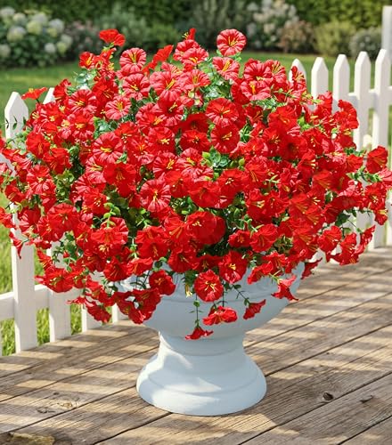 Artificial Flowers Fake Plants for Outdoors Decoration (12 Count)