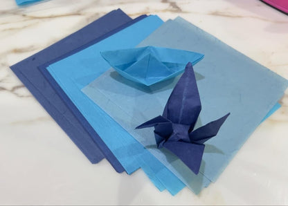 50 Sheets 6 x 6 Inches Natural Fiber Mulberry paper Sheets Square Origami Paper Arts Folding Craft, Decoration Paper, Square Folding Paper for DIY Crafts (Ocean Blue Tone, 6x6 Inch) - Crafty Corner