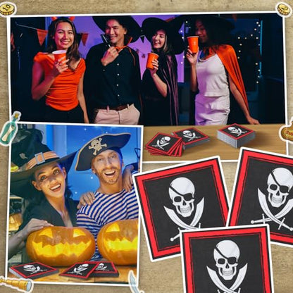 60 Pcs Pirate Napkins 6.5 x 6.5 Inches Pirate Party Decorations (60 Count)