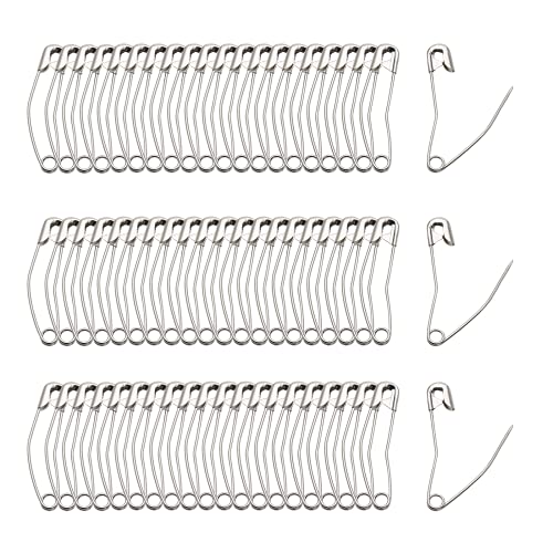 120 PCS 2-1/4" / 57mm Curved Safety Pins, Bent Quilting Pins Silver (120 Count)