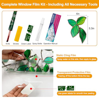 Window Privacy Film with Installation Tools Home Decorative Colored Glass Window Stickers Reusable electrostatic Rainbow Stickers