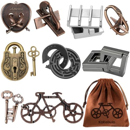 9pcs Metal Puzzle for Adult Disentanglement Puzzles Lock Gift for Adults (72 Count)