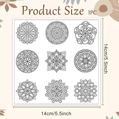 Bohemian Round Pattern Polymer Clay Texture Sheets Mandala Pattern Silicone Texture Stamp Single Image Modeling Pattern Pad for Jewelry and Clay Earrings Tools