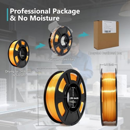 Silk PLA Filament 1.75mm Gold 250g (8.8185 Ounce)