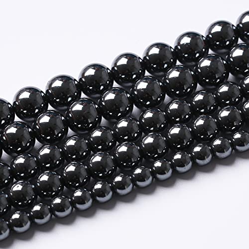 51pcs 8mm AAA Black Hematite Beads Natural Stone Gemstone Round Loose Beads for Jewelry Making DIY Bracelets Necklace Earrings (16 Count)