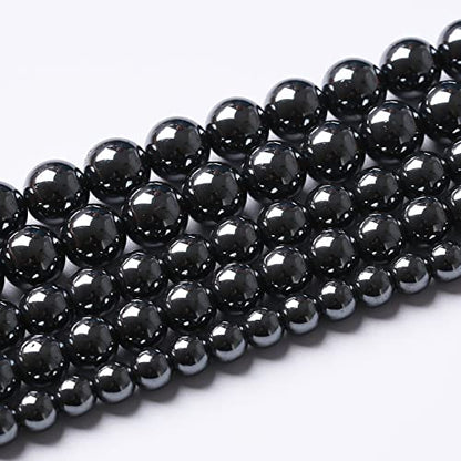 51pcs 8mm AAA Black Hematite Beads Natural Stone Gemstone Round Loose Beads for Jewelry Making DIY Bracelets Necklace Earrings (16 Count)