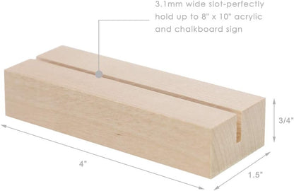 UNIQOOO 5 Pack 4" Wood Stands for Wedding Acrylic Sign, Wood Table Number Holders for 1/8 Thick Acrylic Sheets | Wedding Display Stands, Card Holder, Great for Bar Menu, Retail Sign, Party and Events