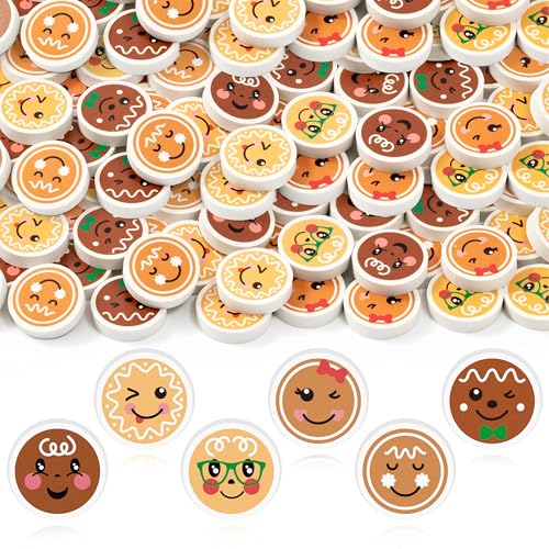 Christmas Gingerbread Mini Erasers Bulk (60 Count)