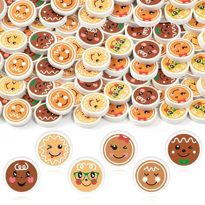 Christmas Gingerbread Mini Erasers Bulk (60 Count)