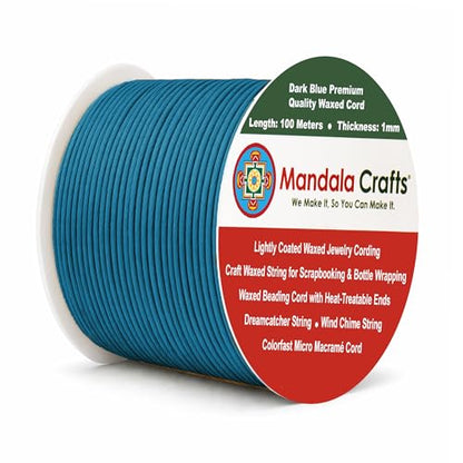 1mm Dark Blue Waxed Cord (327 Foot)