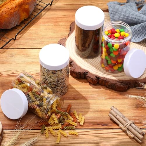 12 Pack 12 oz Plastic Container Jars with Lids Round Clear Travel Cosmetic Container Slime Jars for Toiletries (12 Count)