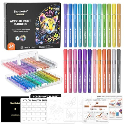Automatic Ink Control Acrylic Paint Markers (24 Count)