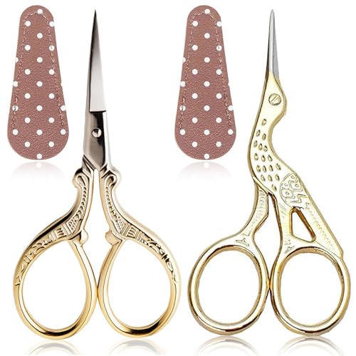 Small Sewing Scissors Gold 3.6inch Stainless Steel Scissor DIY Tools (2 Count)