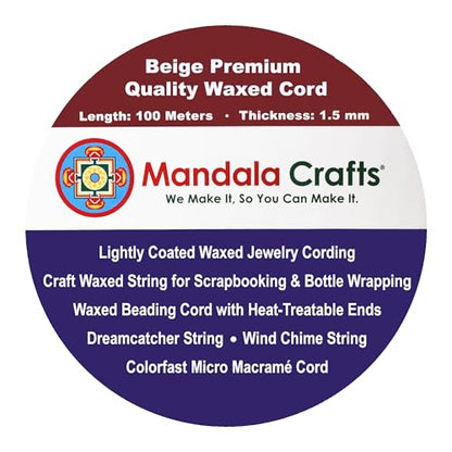 1.5mm Beige Waxed Cord (327 Foot)