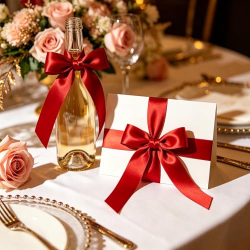 1 Inch x 100yds Red Satin Ribbon for Christmas Craft Gifts Wrapping (300 Foot)