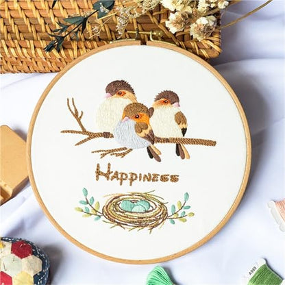 Embroidery Starter Kit Stamped with Pattern Feather Dream with Base and Hoops Cloth Color Threads DIY Cross Stitch Needlework Home Decor Crafts for Adults