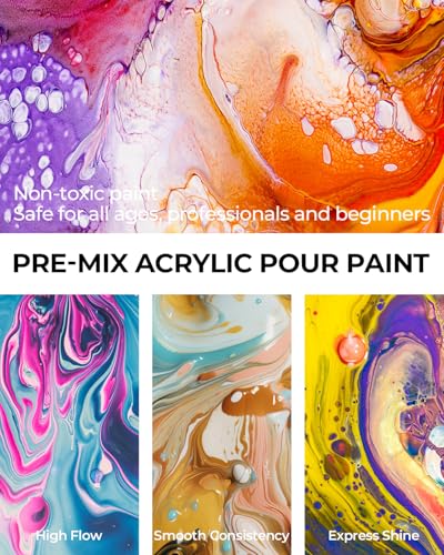 14 Colors Large Bulk Acrylic Pour Paint Set (473.2 Fl Oz)