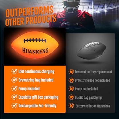 Rechargeable Glow in The Dark Football for Kids and Adults