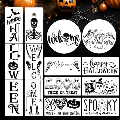 Halloween Stencils for Painting Large Skeleton Porch Leaner Stencils (14 Count)