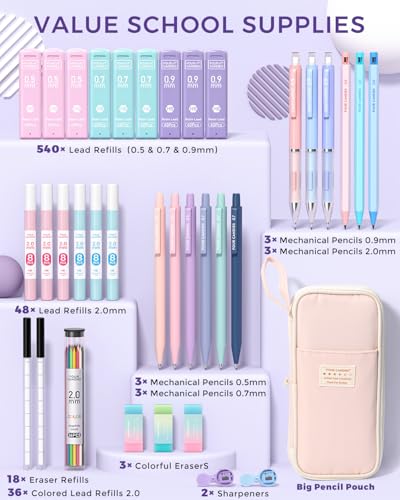 36PCS Mechanical Pencil Set with 624 Lead Refills