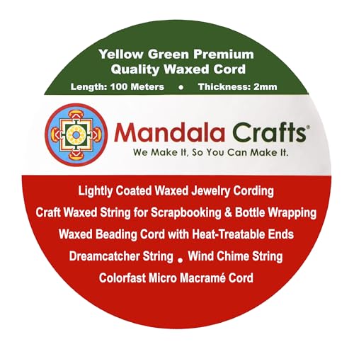 2mm Yellow Green Waxed Cord