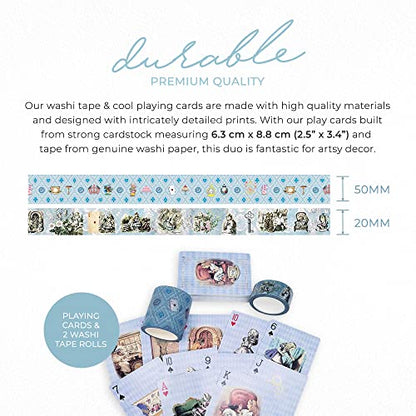 Blue Alice Adventures in Wonderland Playing Cards & Washi Tape Set