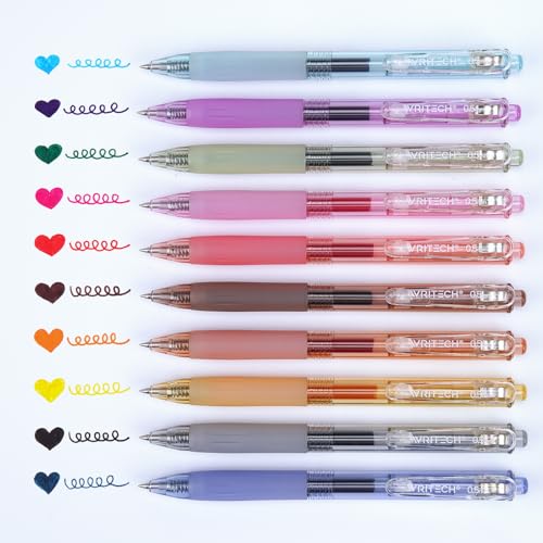 Retractable Gel Pens Quick Dry Ink Pens 0.5mm Bullet Multicolor For Journaling (9.98 Count)