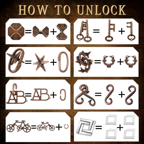 24 Pcs Metal Brain Teaser Puzzles for Adults IQ Logic (24 Count)
