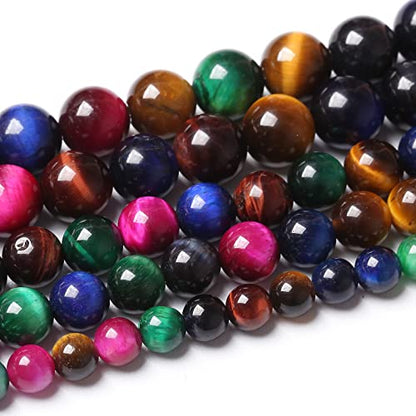 90pcs 4mm AAA Natural Colorful Tiger Eye Stone Beads Gemstone Round Spacer Loose Beads for Jewelry Making DIY Bracelet Necklace