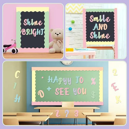 221 Pcs Pastel Bulletin Board Letters for Classroom Wall (225 Count)