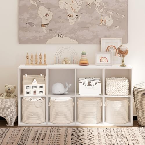 Wooden 8 Cube Storage Organizer with Closed Back Panel (8 Count)