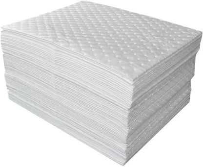 50Pads Oil Absorbing Pads,Heavyweight White Absorbing Heavy Weight 15" x 20" Oil-Only Absorbent Mat Pad…