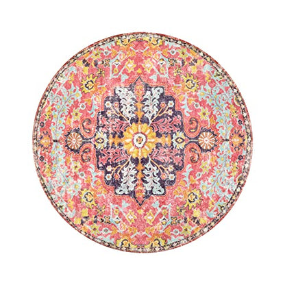 Bohemian Floral Medallion Round Rug