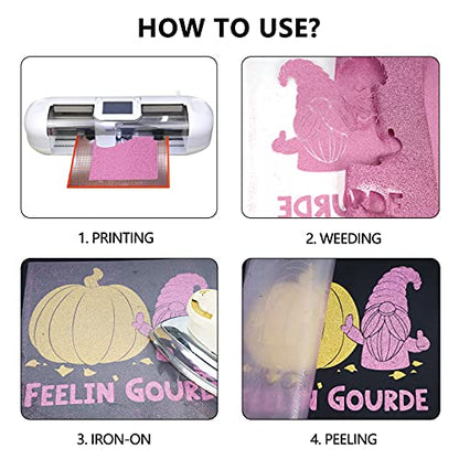 Glitter Purple Pink Heat Transfer Vinyl HTV Rolls