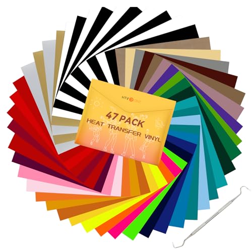 HTV Heat Transfer Vinyl 47 Pack 12" x 10" Iron on Vinyl for T
