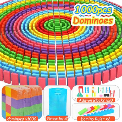 1000 Piece Dominoes Set for Kids with Extra 20 Blocks (1020 Count)