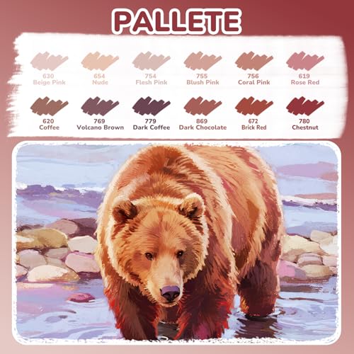 12 Red Brown Dual Tip Acrylic Paint Markers (12 Count)