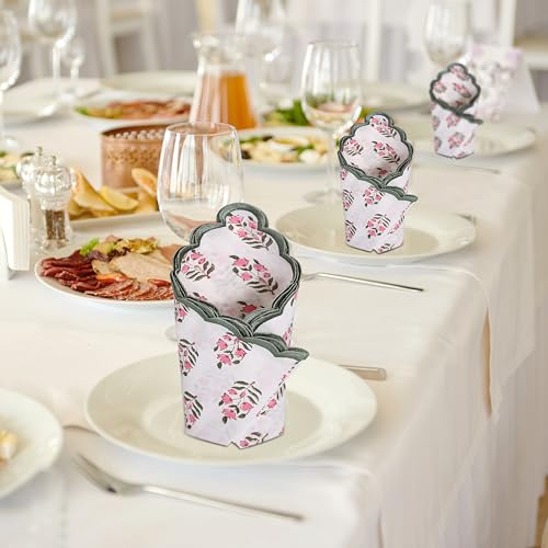 Embroidery Napkins Kitchen Towels Table Decor Table Linen Cotton Napkins Cloth Napkins Set of 4 (4.2329 Ounce)