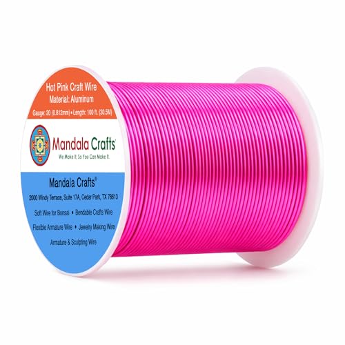 20 Gauge Hot Pink Anodized Aluminum Craft Wire (100 Foot)