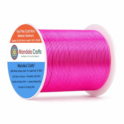 20 Gauge Hot Pink Anodized Aluminum Craft Wire (100 Foot)