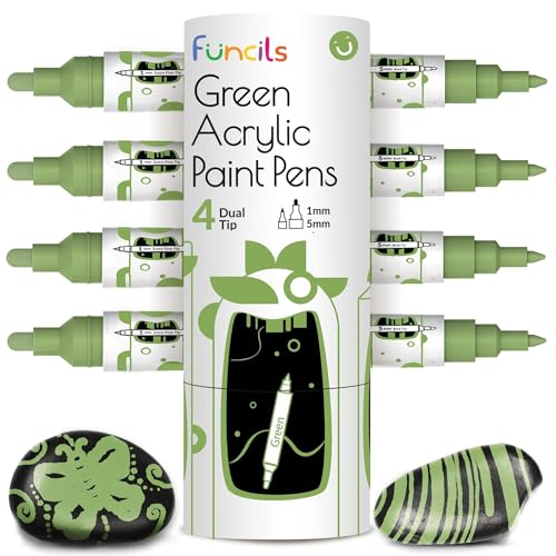 4 Acrylic Dual Tip Green Paint Pen Metallic for Wood