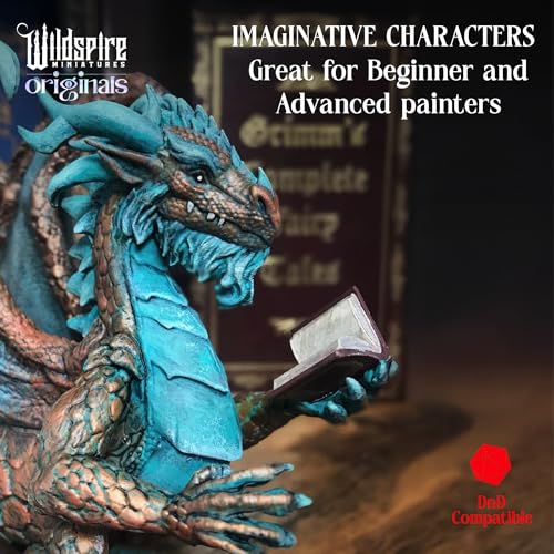 Fantasy Monsters & Bookish Dragon for DND Miniatures Unpainted Bulk 28mm (64 Count)
