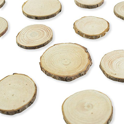 Mini Assorted Size Natural Color Tree Bark Wood Slices Round Log Discs for Arts & Crafts (20 Count)