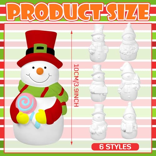 6 Sets Ceramic Snowman Gnomes DIY Paint Kit Winter Figurines (6 Count)