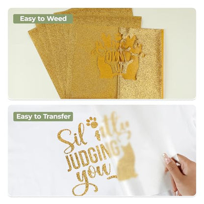 Gold Glitter HTV Vinyl (11 Count)